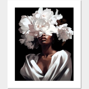 White Flower On Black Women Posters and Art